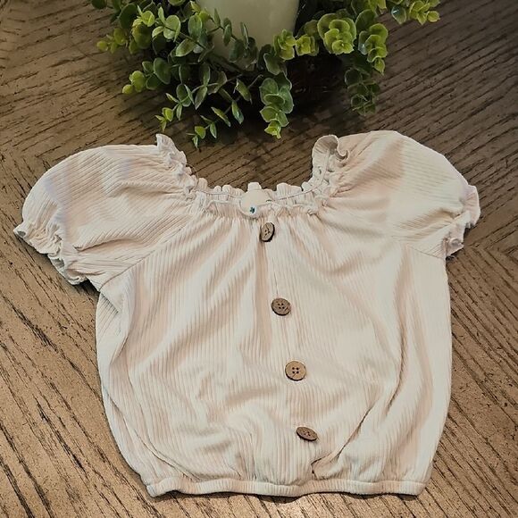Cream Ribbed Crop Top Size 8 - Picture 8 of 8
